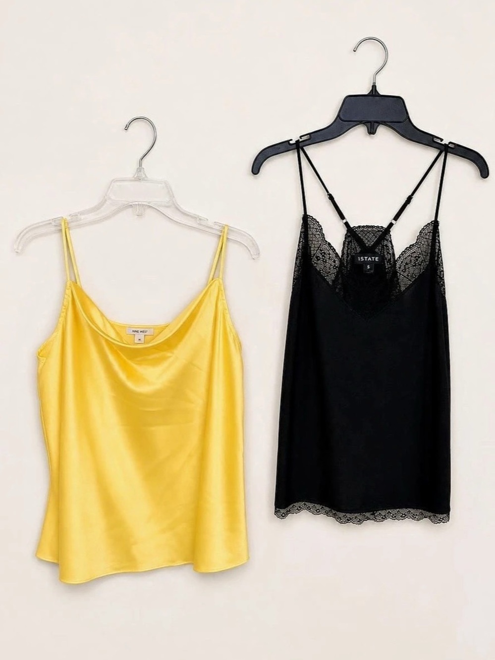 1.STATE Lace Inset Camisole Tops in Yellow & Black